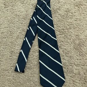 Navy Blue and White Striped Tie
